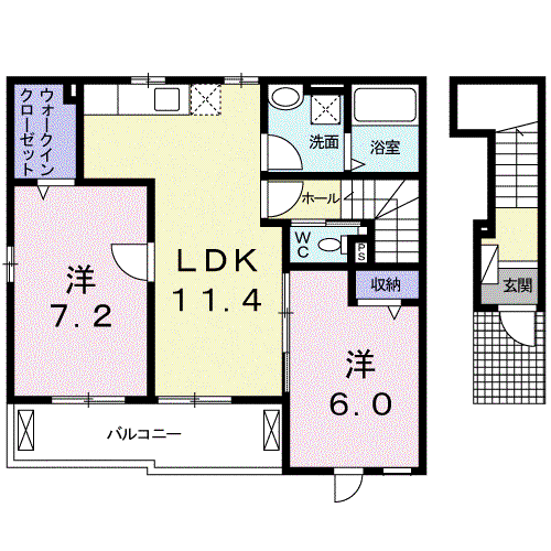 ポース アザリーⅠ(2LDK/2階)の間取り写真