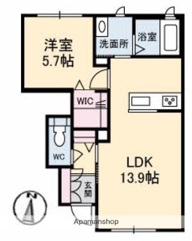 ペイトンプレイスA棟(1LDK/1階)の間取り写真