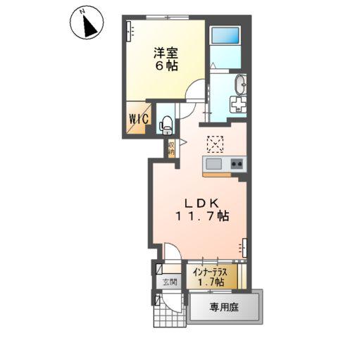セルクラール(1LDK/1階)の間取り写真