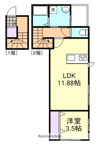 COCO上富井(1LDK/2階)の間取り写真