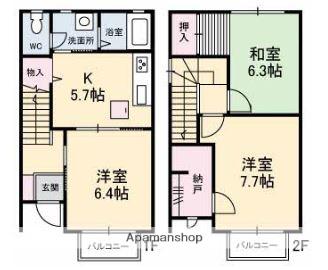 ニューカム21(3K/1階)の間取り写真