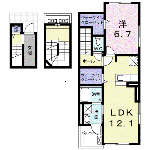 ベルフレーシュⅠ(1LDK/3階)の間取り写真