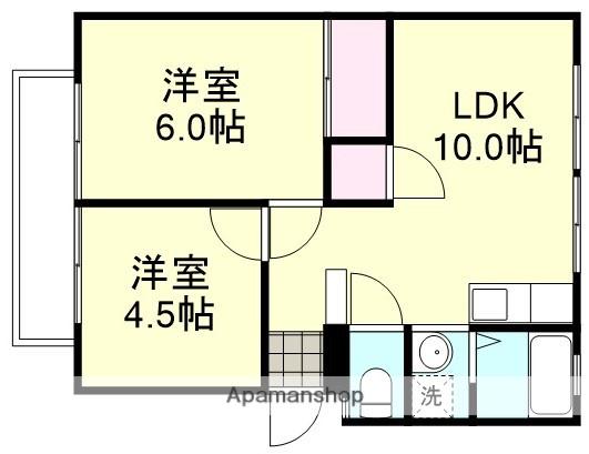 ティンカーベルB棟(2LDK/2階)の間取り写真