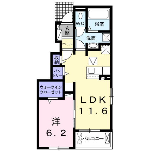クラウド平井 Ⅱ(1LDK/1階)の間取り写真