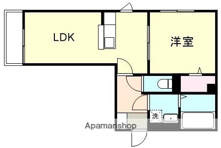 ル・シェル中庄Ⅱ(1LDK/2階)の間取り写真