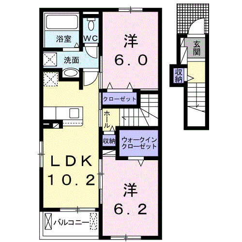 スマイリー Ⅳ(2LDK/2階)の間取り写真