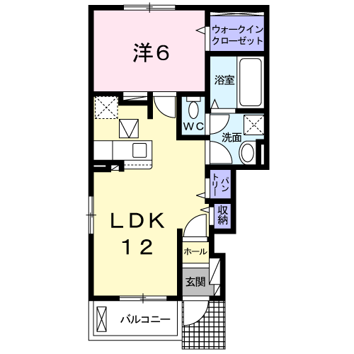 グラン・ソレイユ B棟(1LDK/1階)の間取り写真