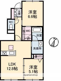 レジーナⅡ(2LDK/1階)の間取り写真