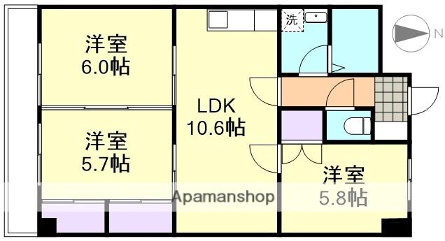 セントエルモ里庄(3LDK/6階)の間取り写真