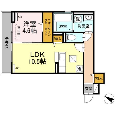 山陽本線 倉敷駅 徒歩7分 3階建 築3年(1LDK/1階)の間取り写真