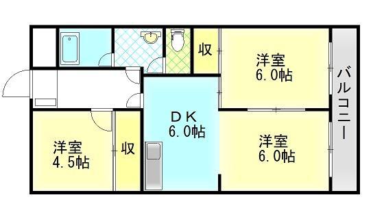 苔口マンション(3DK/2階)の間取り写真