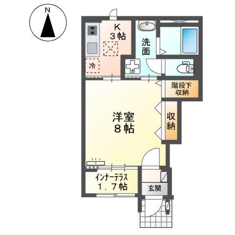 カーサ・フェリーチェⅠ(1K/1階)の間取り写真