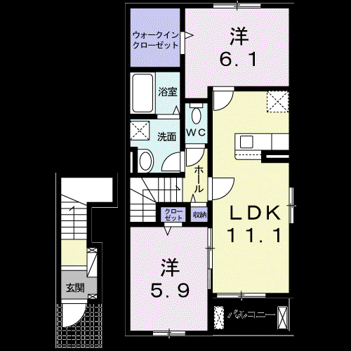 ラ・セレーナ ソワ Ⅰ(2LDK/2階)の間取り写真