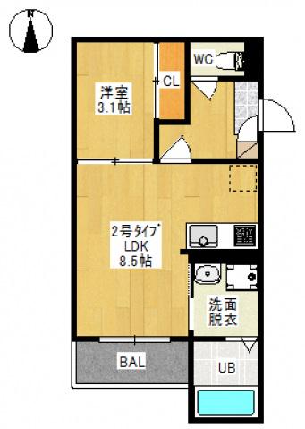 REGALEST 下伊福上町 ROYAL(1LDK/1階)の間取り写真