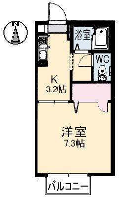 メゾン・フルールB(1K/2階)の間取り写真