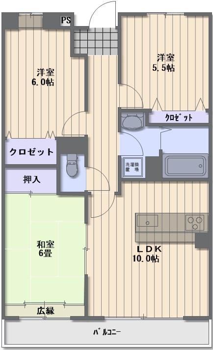 カウル湊(3LDK/2階)の間取り写真