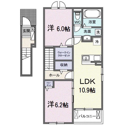 ラヴィベールアイ Ⅱ(2LDK/2階)の間取り写真
