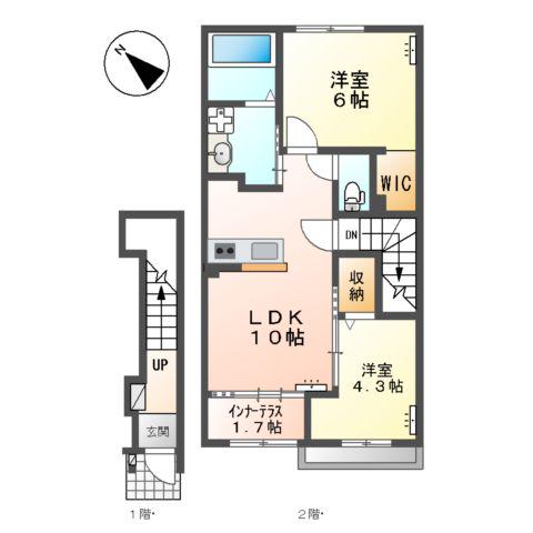 フォルモント(2LDK/2階)の間取り写真