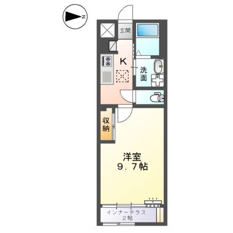 ガーデン(1K/1階)の間取り写真