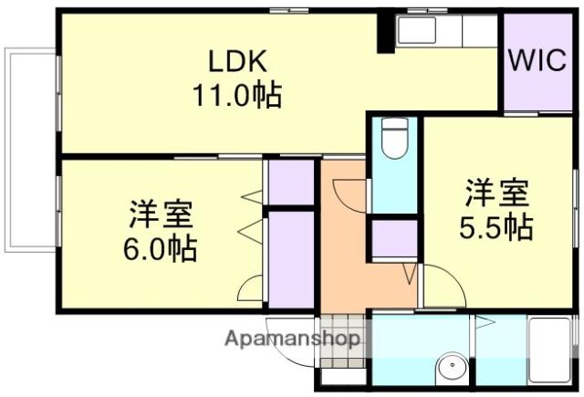 メゾンひまわり A棟(2LDK/2階)の間取り写真