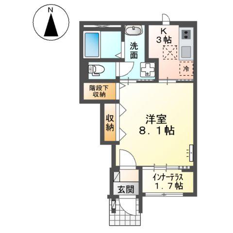 ルシエル 18(1K/1階)の間取り写真
