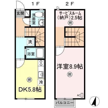 リースランド平福　Ａ棟(1DK)の間取り写真