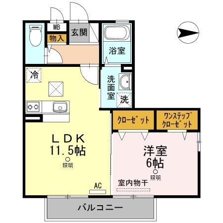 クレイドル浜町(1LDK/1階)の間取り写真