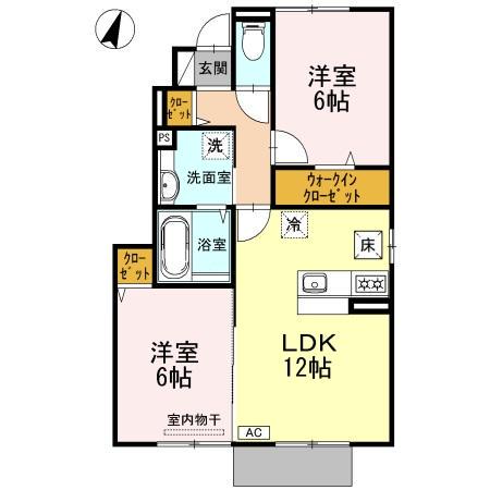 ラグジュアリー・K(2LDK/1階)の間取り写真