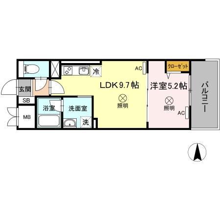 TWIN TOWERS AZUKI(1LDK/6階)の間取り写真
