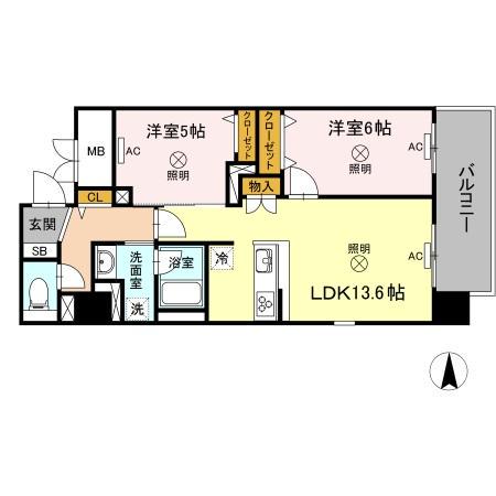 TWIN TOWERS AZUKI(2LDK/8階)の間取り写真
