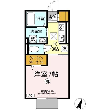 レイ ヴェレーナ(1K/1階)の間取り写真