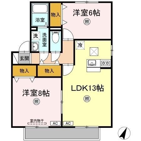 ボナールⅡ(2LDK/1階)の間取り写真