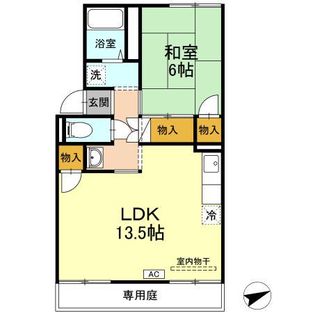 プレジール88(1LDK/1階)の間取り写真