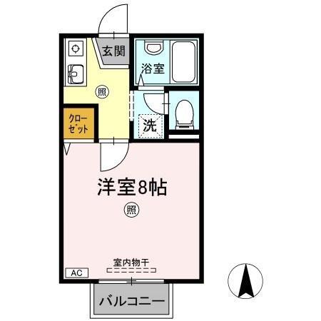 レジデンス高柳A棟(1K/2階)の間取り写真