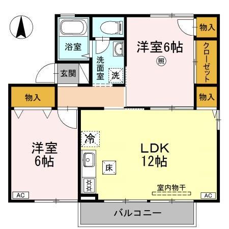 モア・フローレンスC棟(2LDK/1階)の間取り写真