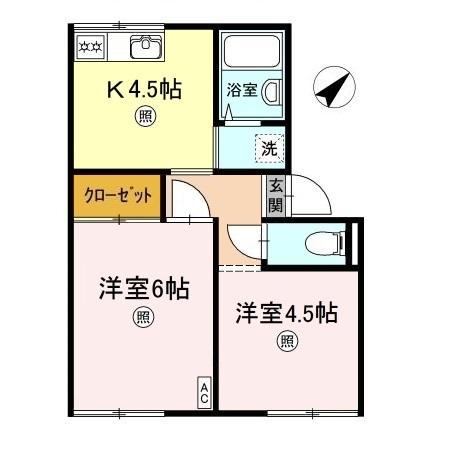 プレジール三島(2K/1階)の間取り写真