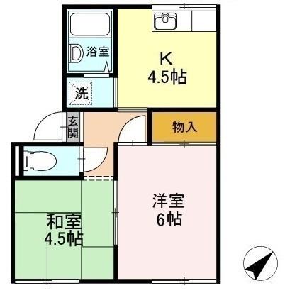 プレジール三島(2DK/1階)の間取り写真