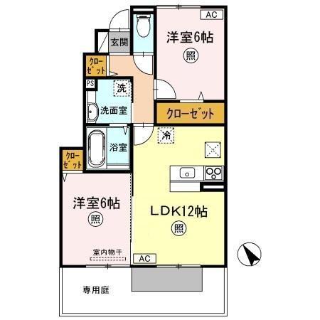 エクセラC(2LDK/1階)の間取り写真