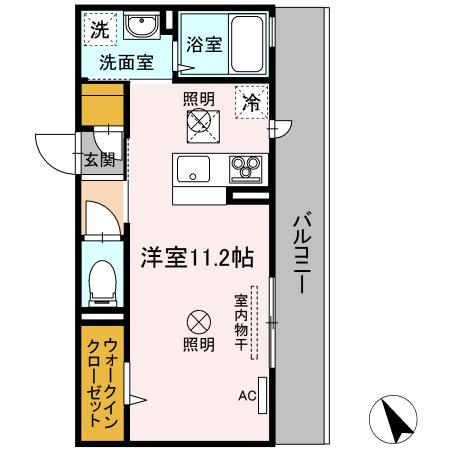 大供MOMO(ワンルーム/1階)の間取り写真