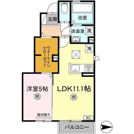 SUNBELS(1LDK/1階)の間取り写真