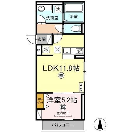 パーク倉敷(1LDK/1階)の間取り写真