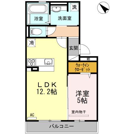 ボヌール(1LDK/2階)の間取り写真
