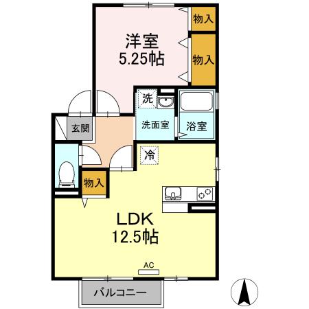 アセーボ(1LDK/2階)の間取り写真