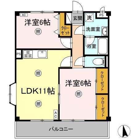 みゆきマンション(2LDK/2階)の間取り写真