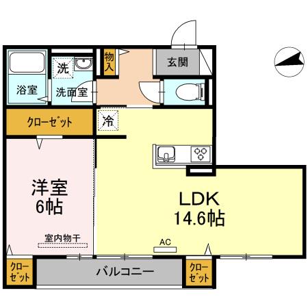 瀬戸内ハウジングⅡ(1LDK/2階)の間取り写真