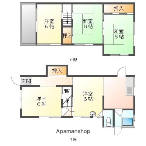 吉備線 東総社駅 徒歩10分 2階建 築44年(5K)の間取り写真