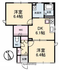 ガーデンリラC棟(2DK/1階)の間取り写真