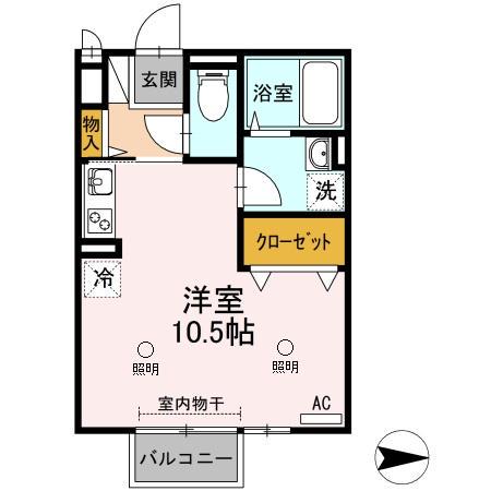 シャルマン(ワンルーム/1階)の間取り写真