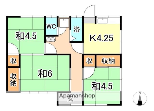 水島臨海鉄道 栄駅(岡山) 徒歩25分 1階建 築49年(3K)の間取り写真