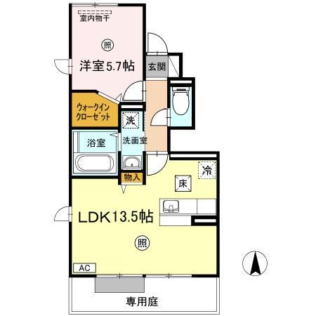 宇野線 大元駅 徒歩20分 2階建 築10年(1LDK/1階)の間取り写真
